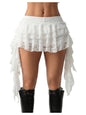 Women's Y2K Mini Skirt Ruffle Lace Mesh Asymmetrical Flowy Short Skort