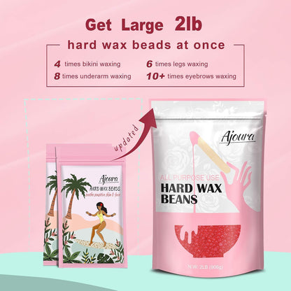 Ajoura 1 lb Hard Wax Beads for Hair Removal, Chamomile Wax Beans, Blue