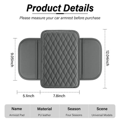 Amiss Car Center Console Cover, Upgraded Leather Car Armrest Cushion with 2 Storage Pockets, Universal Waterproof Cushion Pad, Non-Slip Car Interior Accessories, Fits Most Sedans SUVs Trucks (Black)