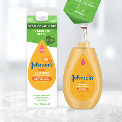 Johnson's Baby Shampoo with Aloe Vera & Vitamin B5, Tear Free, Newborn Essentials, No added Parabens & Sulfates, Hypoallergenic, Baby Essentials, 20.3 fl. oz