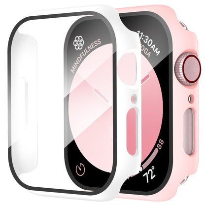 Smiling 2 Pack Case Compatible with Apple Watch SE 3 (2025)/ SE 2/ SE/Series 6/5/4 40mm with Tempered Glass Screen Protector, Hard PC Case Overall Protective Cover- 1 Blue+ 1 Transparent