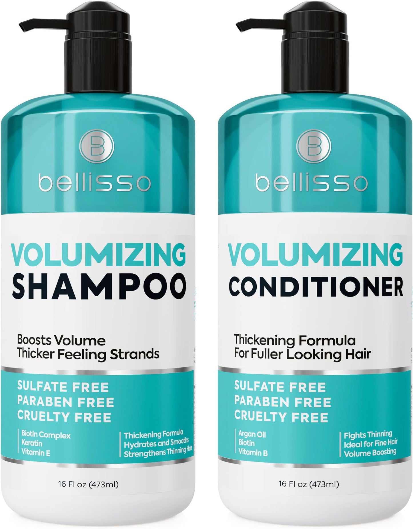 Caffeine Shampoo and Conditioner Set - Volumizing Products for Women and Men - Thickening, Volume Boosting Formula for Thinning and Fine Hair - Sulfate Free, No Parabens - Hydrating, Salon Grade