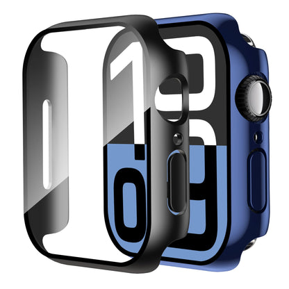 Smiling 2 Pack Case Compatible with Apple Watch SE 3 (2025)/ SE 2/ SE/Series 6/5/4 40mm with Tempered Glass Screen Protector, Hard PC Case Overall Protective Cover- 1 Blue+ 1 Transparent