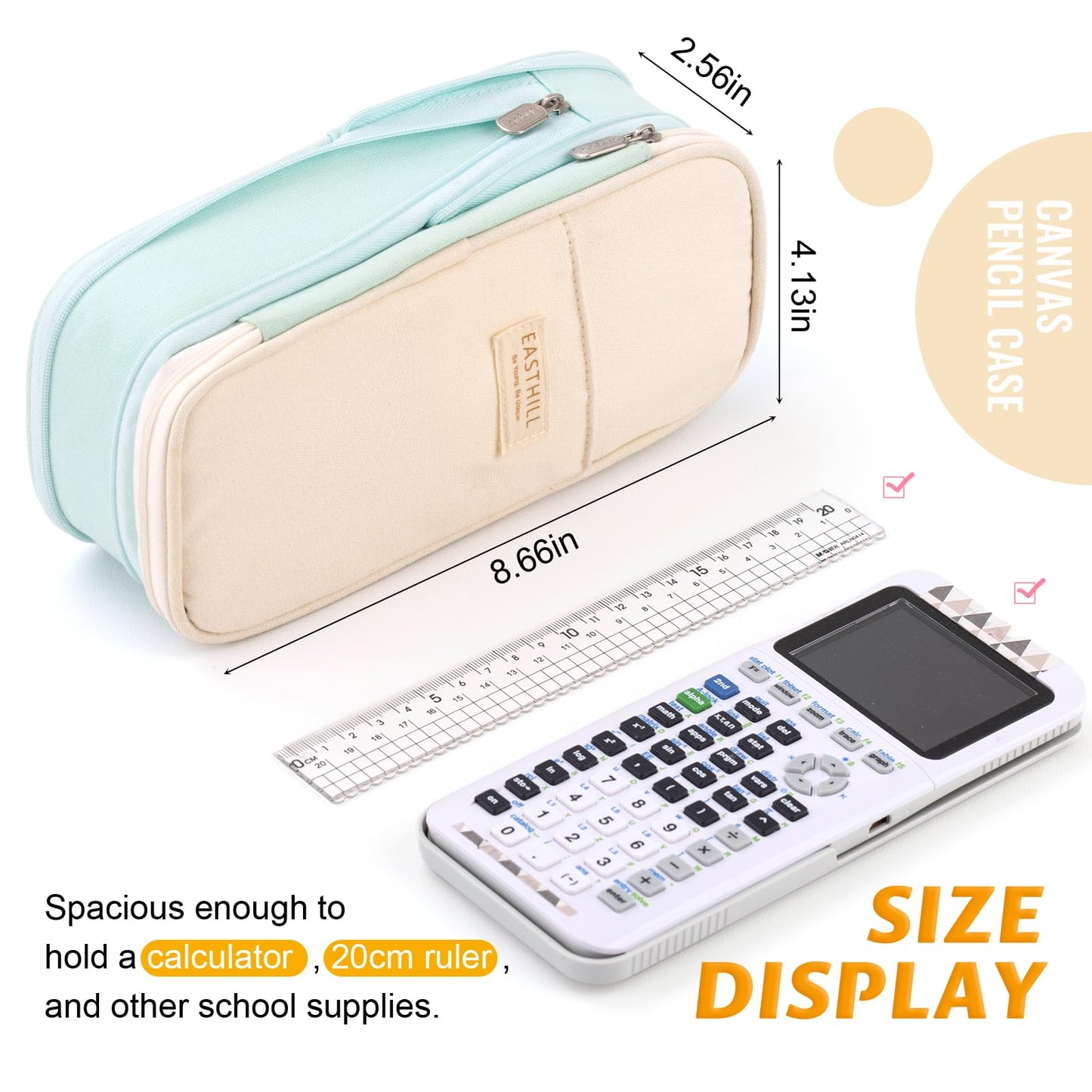 EASTHILL Big Capacity Pencil Pen Case Office College School Large Storage High Capacity Bag Pouch Holder Box Organizer Blue (Pink)