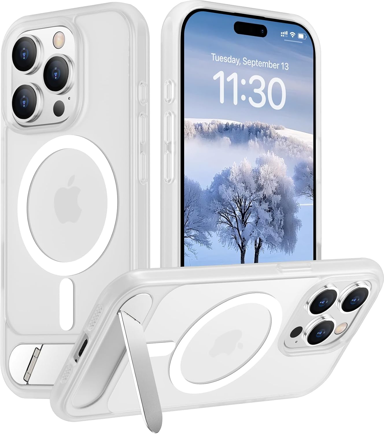 Magnetic Compatible with iPhone 14 Pro Max Case, [Built-in Invisible Kickstand][Compatible with MagSafe] [Military Grade Shockproof] Slim Translucent Matte Phone Case for iPhone 14 Pro Max 6.7"