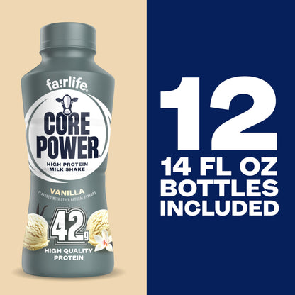 Core Power Elite High Protein Shake, Chocolate, 42g Bottle, 14oz, 12 Pack