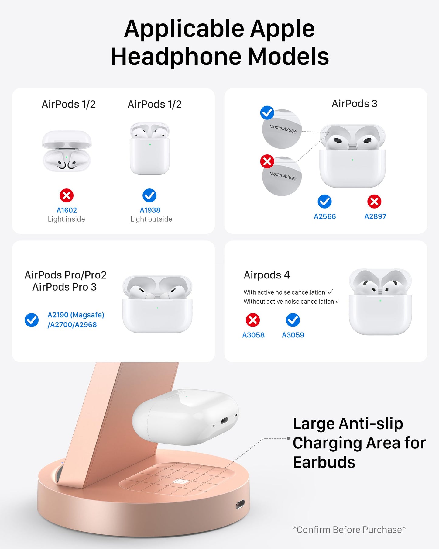Anlmz 3 in 1 Charging Station - Wireless Charger for Apple Multiple Devices