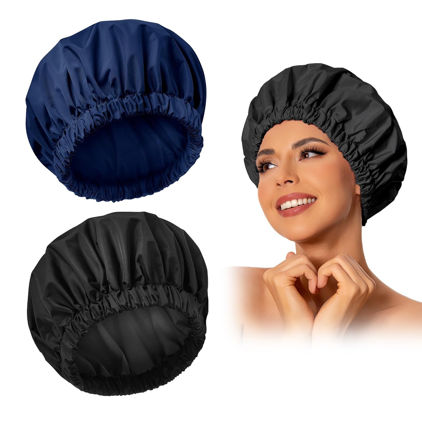Edoneery Shower Caps for Women Reusable Waterproof, Shower Hair Cap