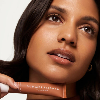 Summer Fridays Lip Butter Balm - Moisturizing Lip Gloss for Instant Shine + Sheer Color - With Nourishing Shea Butter - Everyday Makeup + Skin Care Summer Essentials - Vegan - Pink Sugar (.5 Oz)