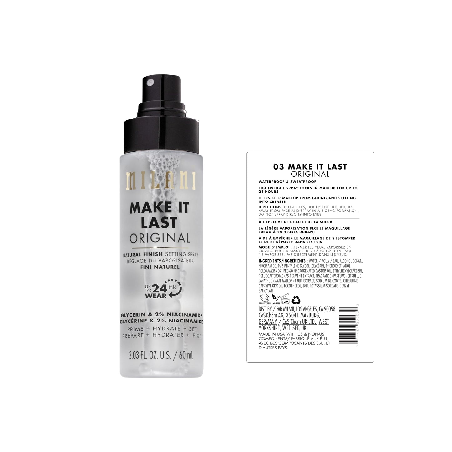 Milani Setting Spray + Primer, Make It Last Original Natural Finish