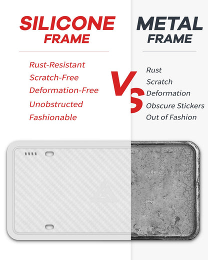Aujen Silicone License Plate Frames,2 Pack Black Side-Opening License Bracket Holder with Easy Installation, License Plate Frame Without Obstruction.Rustproof, Rattle Proof & Weatherproof Universal