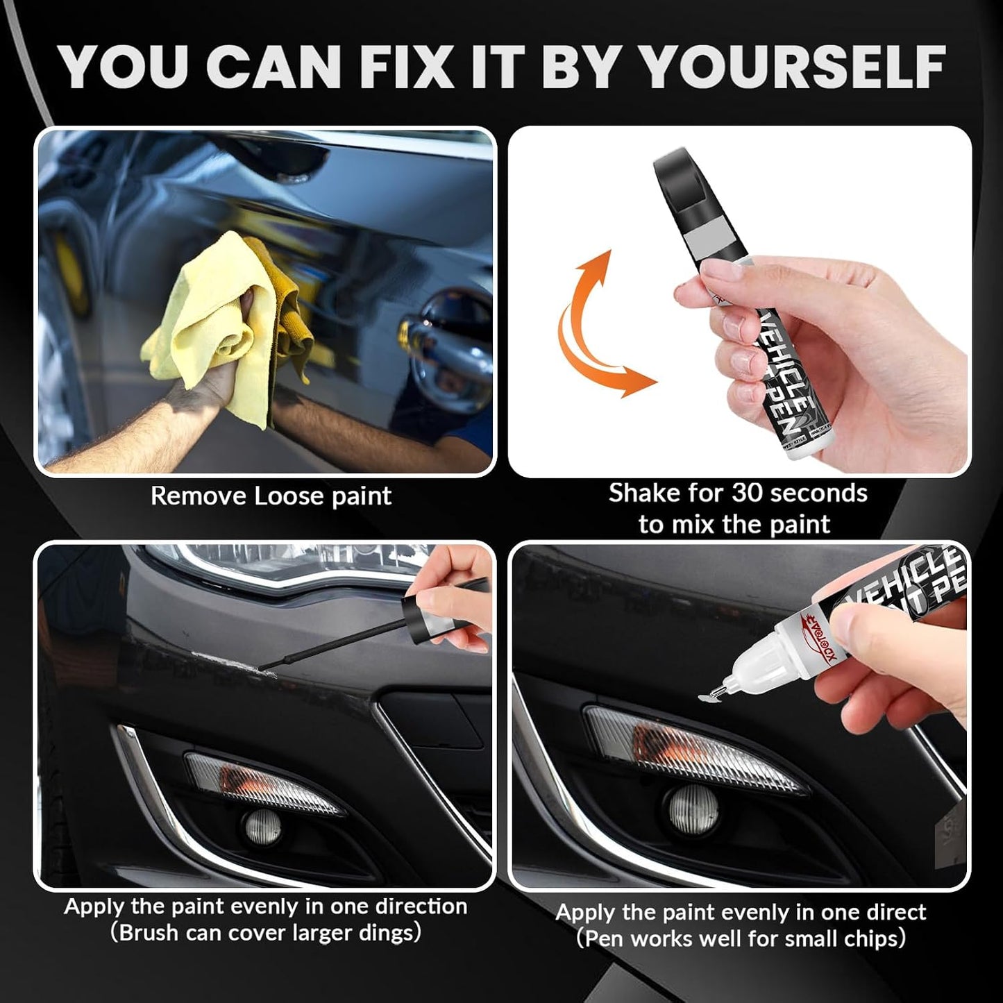 Matte Black Touch Up Paint for Cars, Universal and Color Accurate Automotive Scratch Repair Pen, Lasting Auto Scratch Remover, Quick Drying, Weather Resistant, Easy to Use, Versatile Use