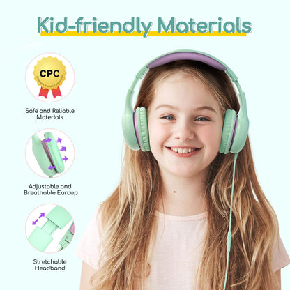 EarFun K1 Kids Headphones Wired with Mic, Volume Limit Headphones for Kids