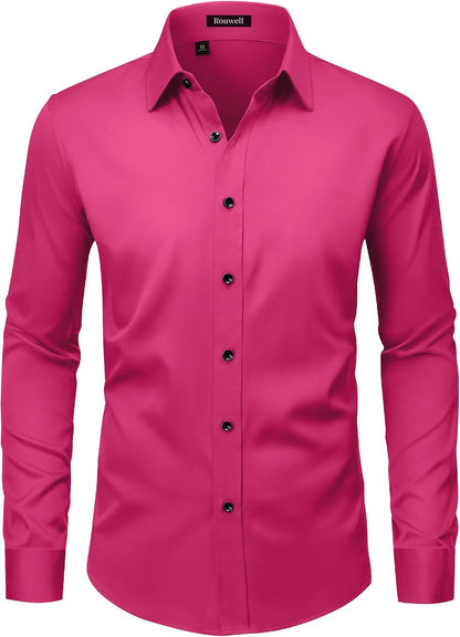 Men’s Wrinkle Free Dress Shirts Regular Fit Long Sleeve Non Iron Business Casual Wedding Stretch Button Down Shirt