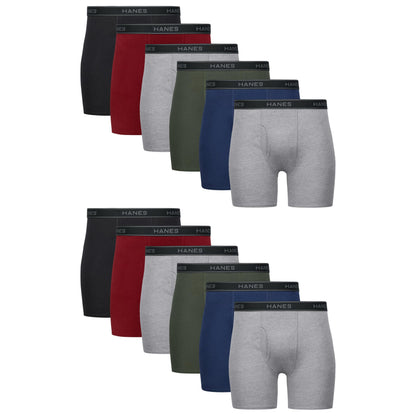 Hanes mens Underwear Boxer Briefs Pack, Cool & Breathable Cotton Moisture-wicking Underwear for Men, No Ride Up