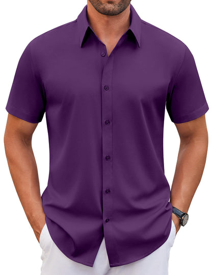COOFANDY Men's Stretch Dress Shirts Short Sleeve Wrinkle Free Casual Button Down Shirts