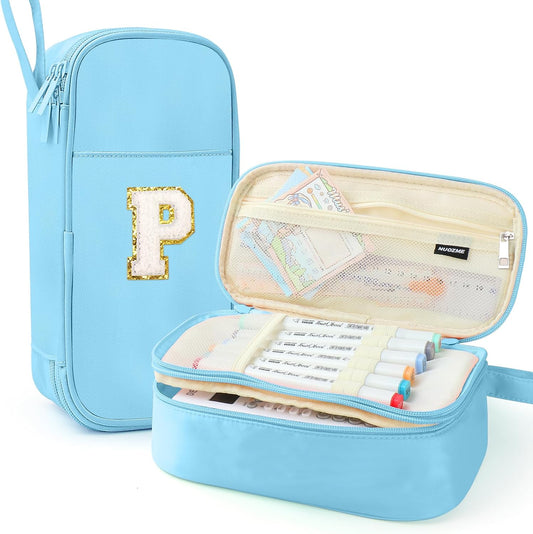 Cute Large Pencil Case Pouch,Personalized Initial Pencil Bag for Girls Boy