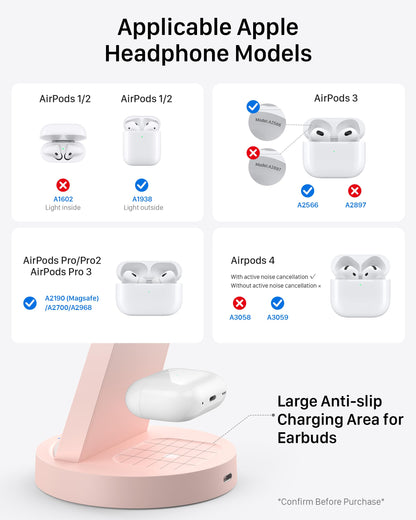 Anlmz 3 in 1 Charging Station - Wireless Charger for Apple Multiple Devices