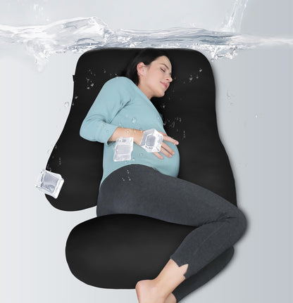 MOON PARK Pregnancy Pillows for Sleeping - U Shaped Full Body Maternity Pillow with Removable Cover - Support for Back, Legs, Belly, HIPS - 65 Inch - Aquamarine