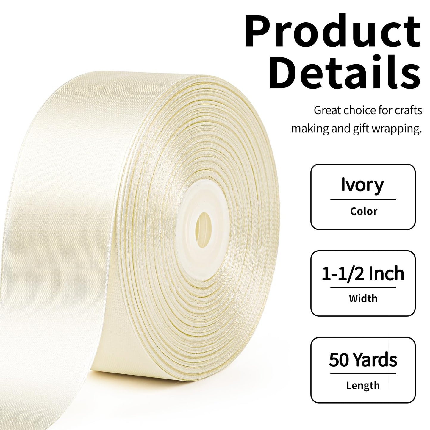 Mauproy Dusty Rose Satin Ribbon, 1-1/2 Inch, 50 Yards