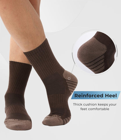 BAMBOO COOL Men's Crew Socks Athletic Cushioned Moisture Wicking 6 Pairs