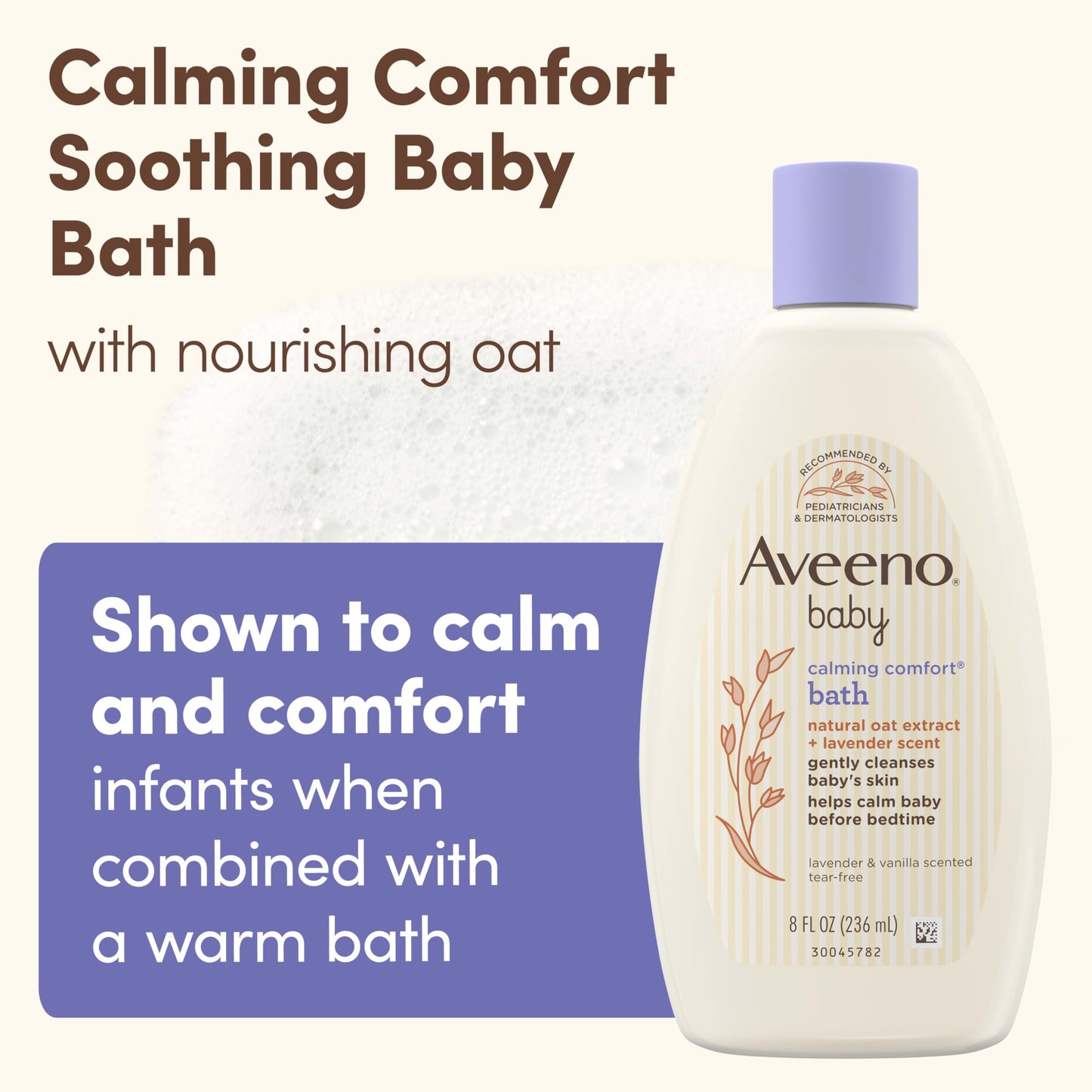 Aveeno Baby Calming Comfort Bath, Body & Hair Wash, Tear Free, 18 fl. oz