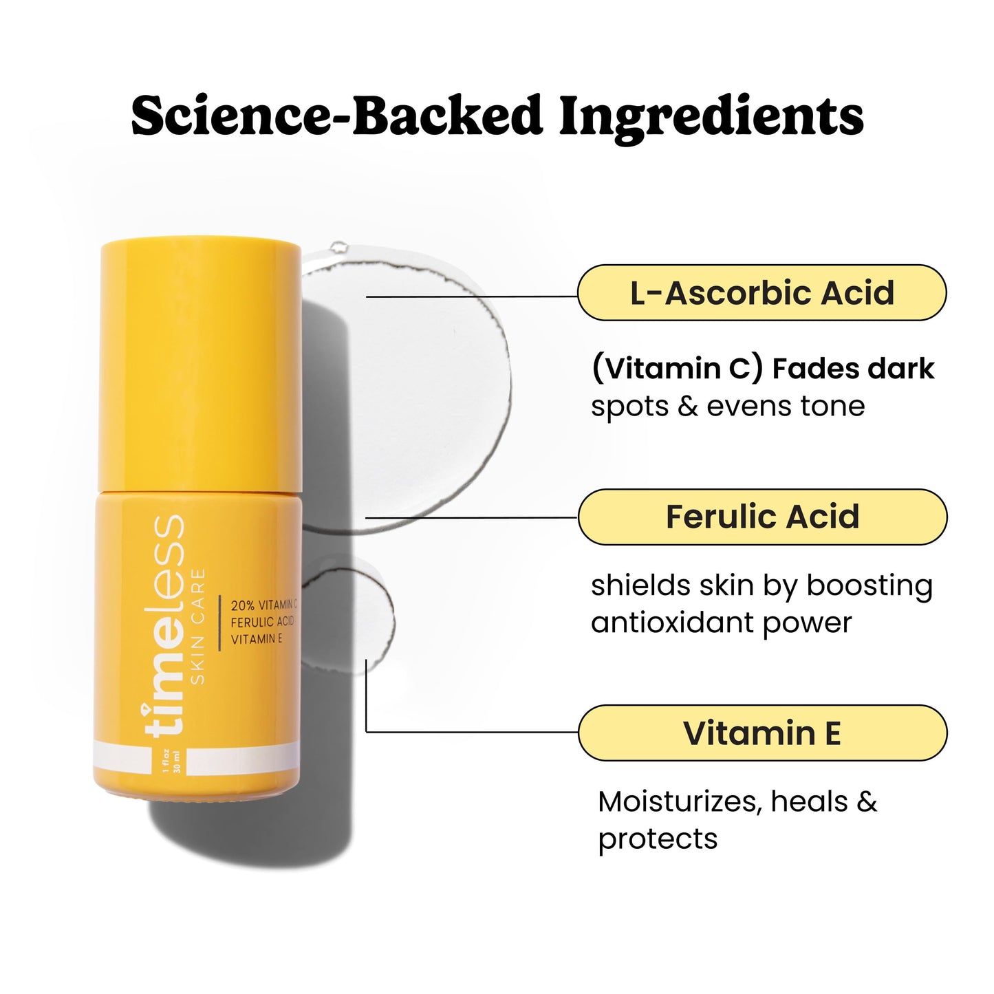 Timeless 20% Vitamin C + E Ferulic Acid Serum, Antioxidant, 4 fl oz