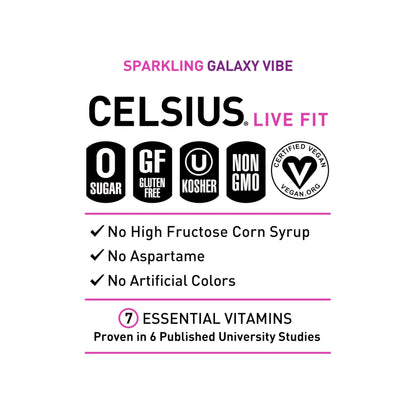 CELSIUS Sparkling Tropical Vibe, Functional Essential Energy Drink 12 Fl Oz (Pack of 12)
