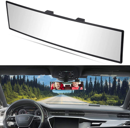 JOYTUTUS Rear View Mirror, Universal 12 Inch Panoramic Convex Rearview Interior Clip-on Wide Angle Mirror to Reduce Blind Spot Effectively for Car SUV Trucks - Blue