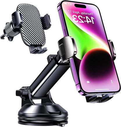 Qifutan Dash Mounted Holders Phone Holders for Your Car Phone Mount for Car Windshield Dashboard Air Vent Universal Desk Mounts Hands Free Automobile Cell Phone Holder Fit for iPhone Smartphone