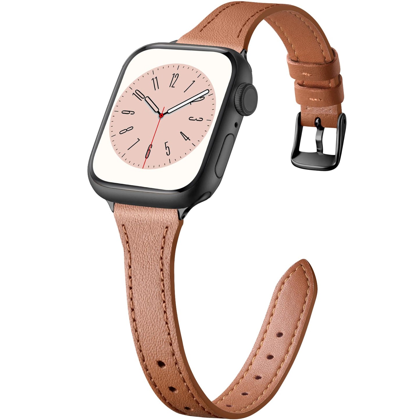 Charlam Slim Leather Band Compatible with Apple Watch Bands for Women 40mm 38mm 41mm 42mm 44mm 45mm 46mm, Top Grain Genuine Leather Strap Thin Wristband for iWatch Series 11 10 SE 9 8 7 6 5 4 3 2 1