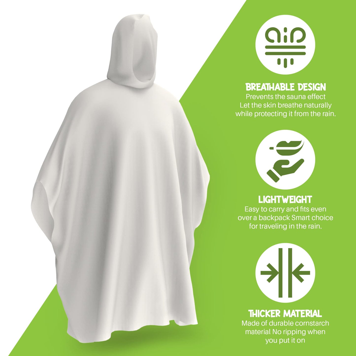 Hagon PRO Disposable Rain Ponchos for Adults (5 Pack)
