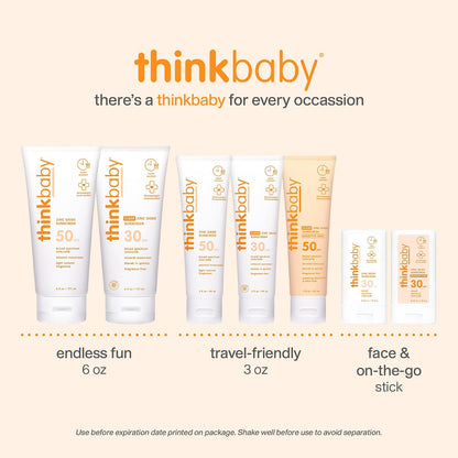 Thinkbaby Baby Sunscreen SPF 50+, Mineral Formula, Water Resistant, 3 Oz
