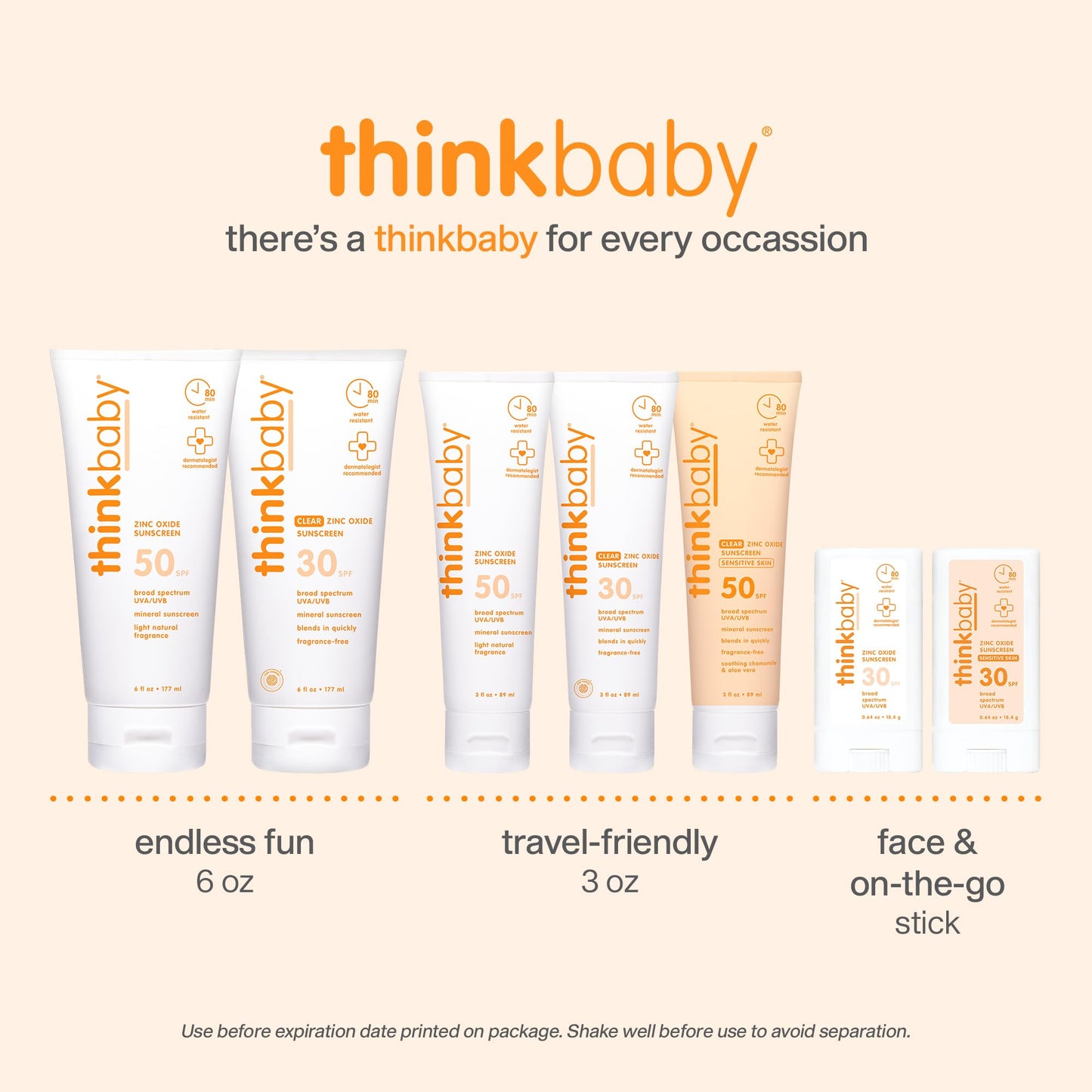 Thinkbaby Baby Sunscreen SPF 50+, Mineral Formula, Water Resistant, 3 Oz