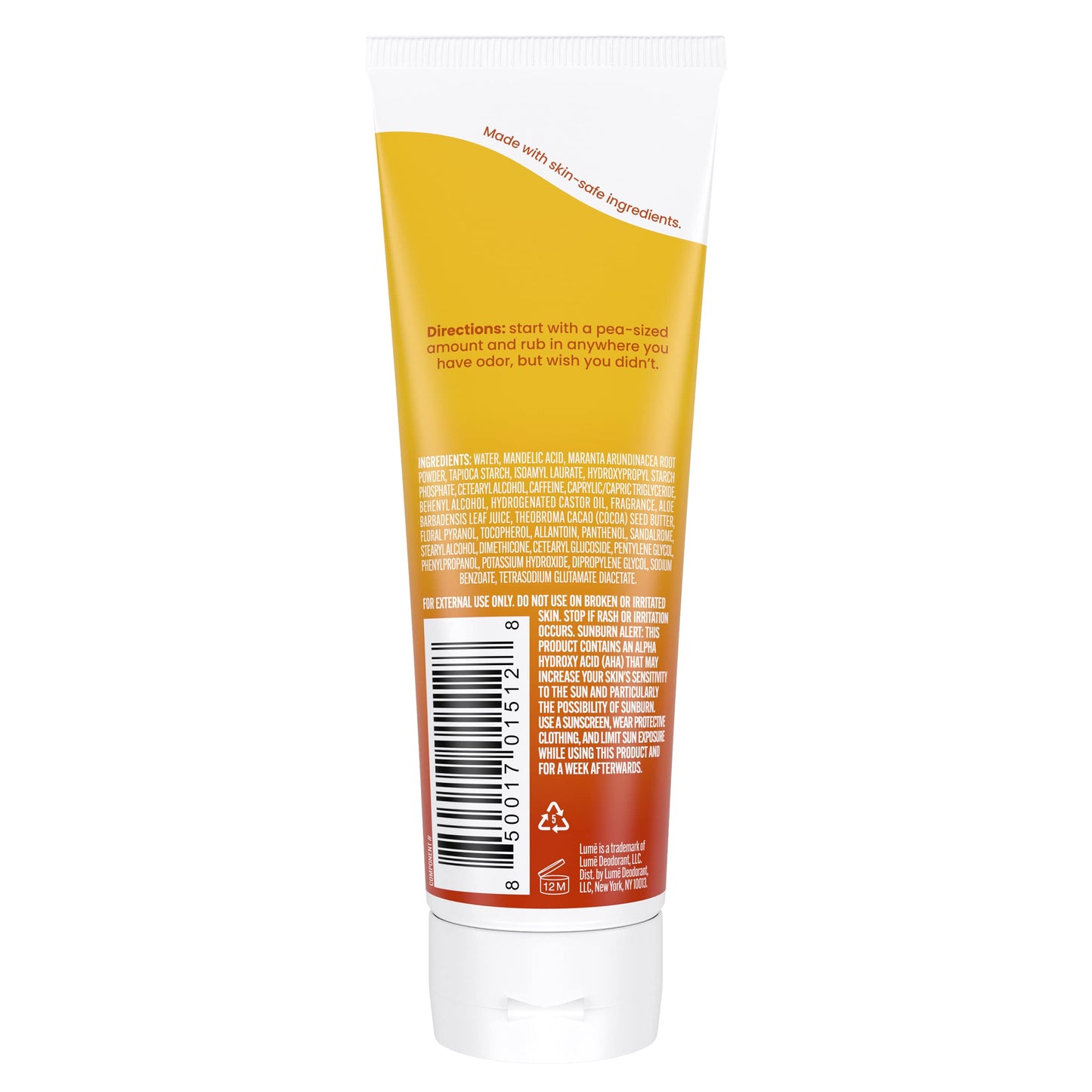 Lume Whole Body Deodorant - Cream Tube - 3 oz (Clean Tangerine)