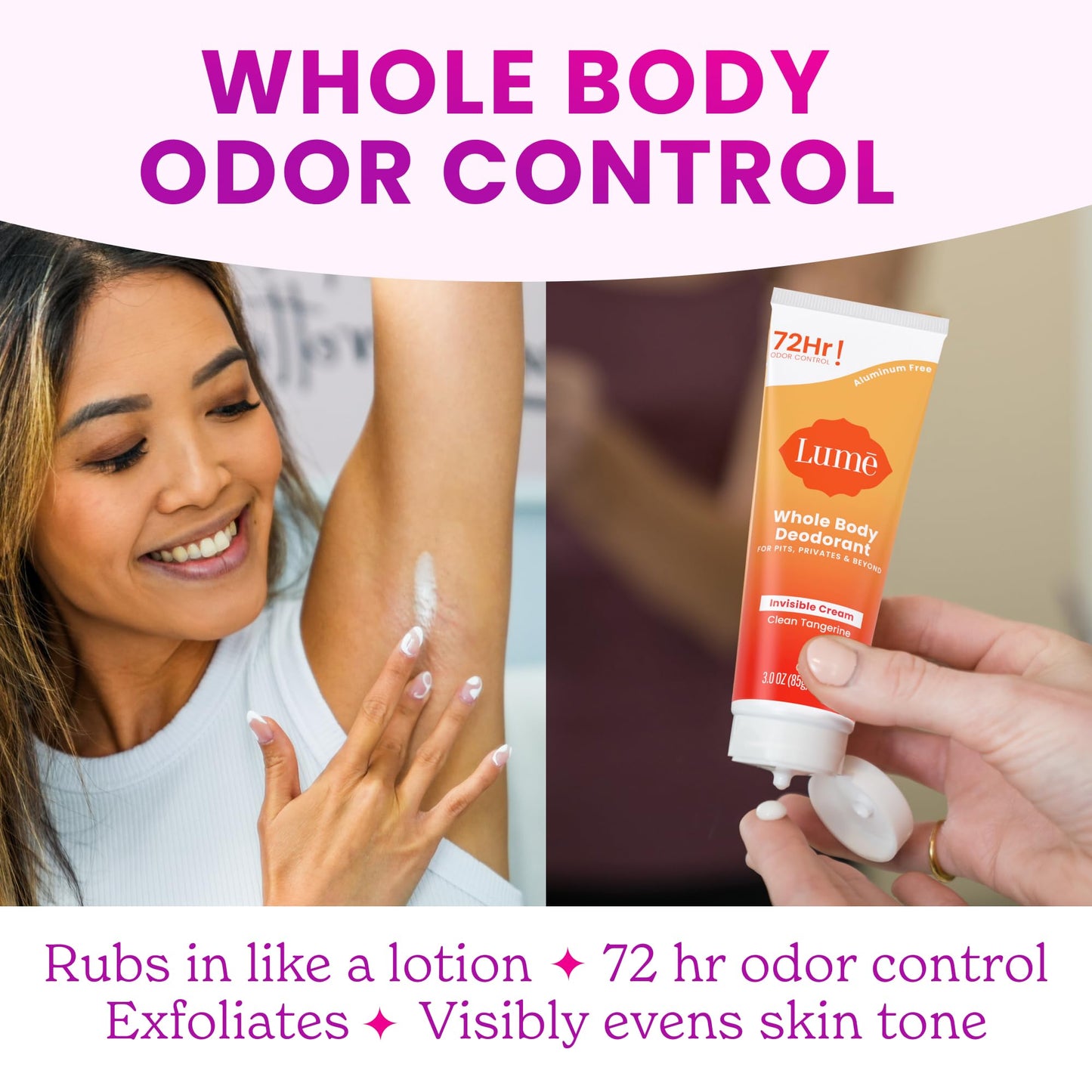 Lume Whole Body Deodorant - Cream Tube - 3 oz (Clean Tangerine)