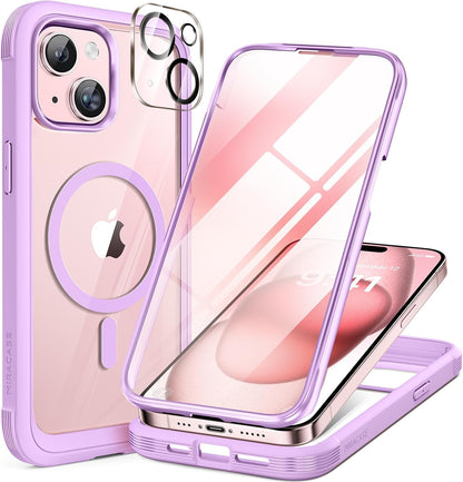 miracase for iPhone 17e Case & iPhone 16e Case, Full-Body Phone with Built-in Glass Screen Protector, [Magnetic with MagSafe] Military Drop Proof 17 E/ 16 E Cover Bumper 6.1 inch, Black