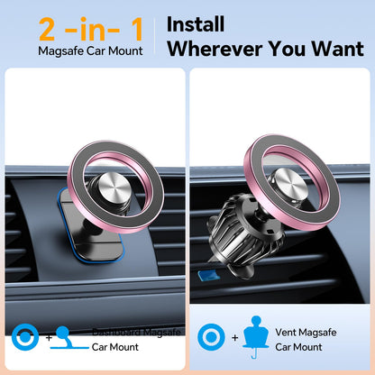 for iPhone Magsafe car Mount【20 Strong Magnets】Magnetic Phone Holder for Car Dashboard【360° Rotation】Hands Free Car Phone Holder Mount Dash Fit iPhone 15 14 13 12 Pro Max Plus MagSafe Car Accessories