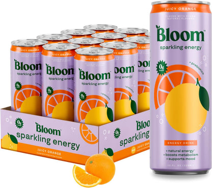 Bloom Nutrition Zero Sugar Energy Drink, Apple Crisp, 12oz 12pk
