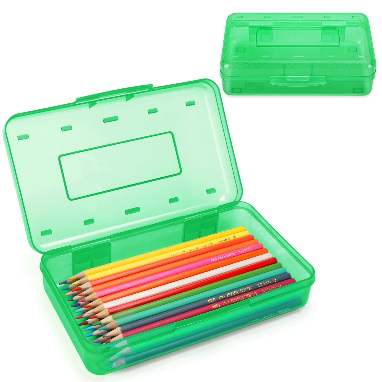 Clear Plastic Hard Pencil box Case with Personalized Sticker for Girl Boy