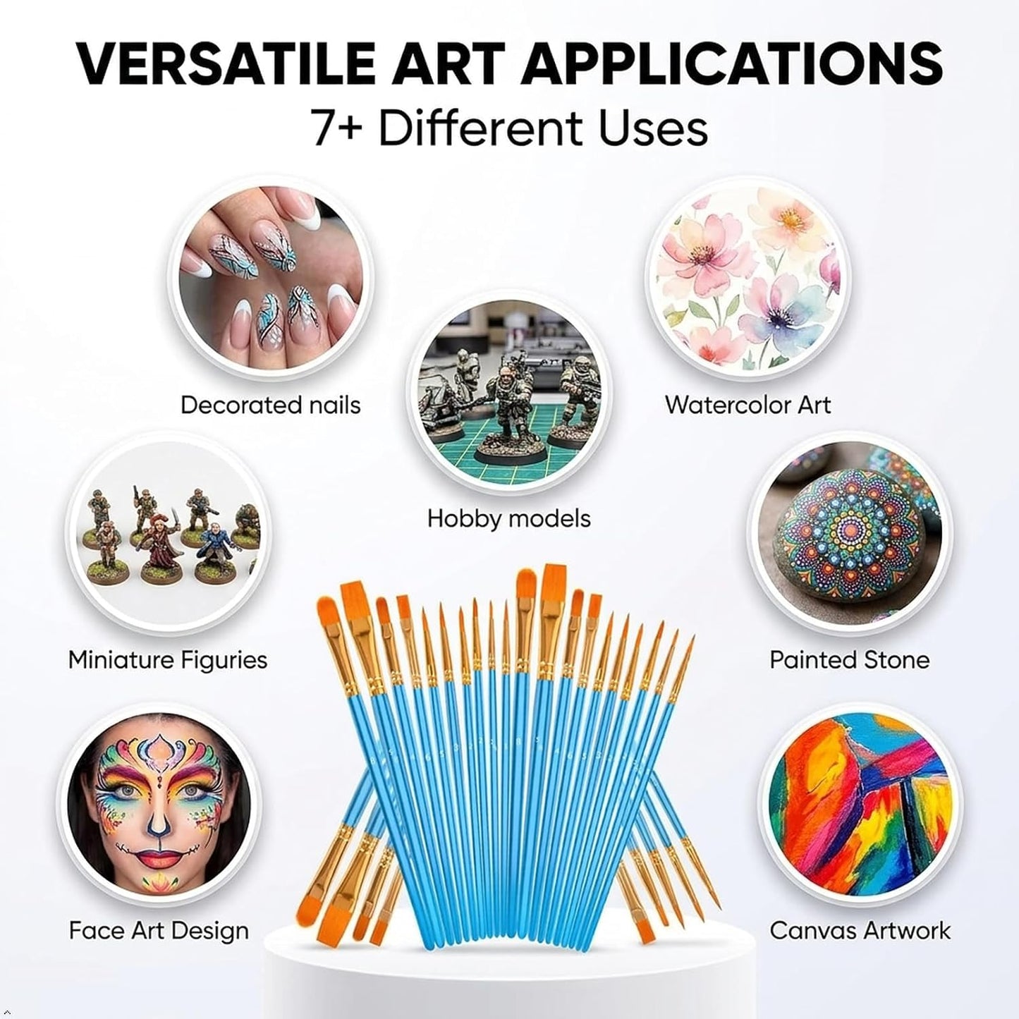 Soucolor Acrylic Paint Brushes Set, 20 Pcs Pointed Tip Artist Paintbrushes