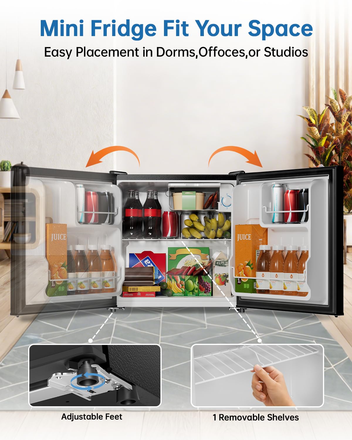 3.2 Cu Ft Mini Fridge with Freezer, Single Door Upright Freezer