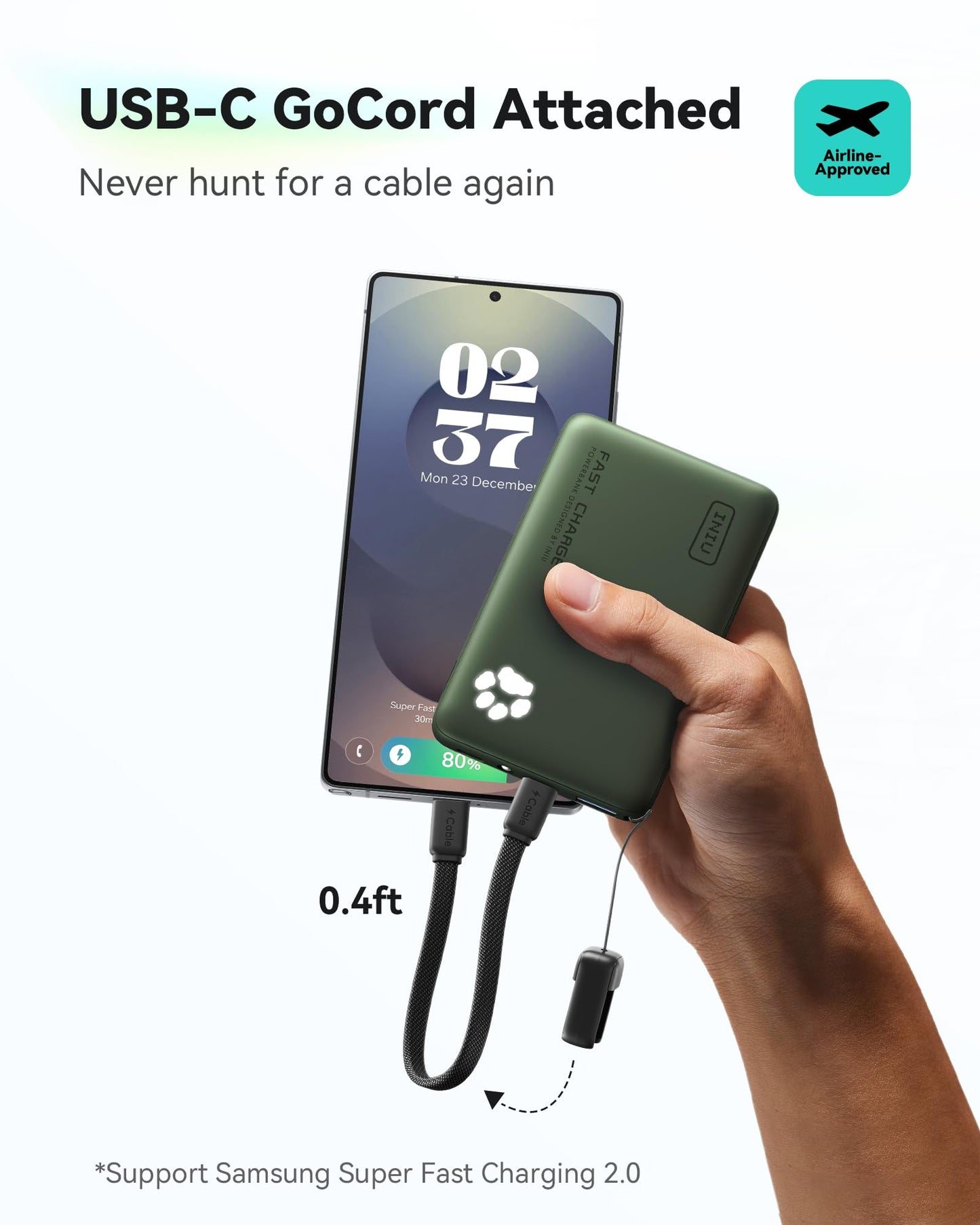 INIU 10000mAh 45W Fast Charging Portable Charger, Smaller Travel Power Bank