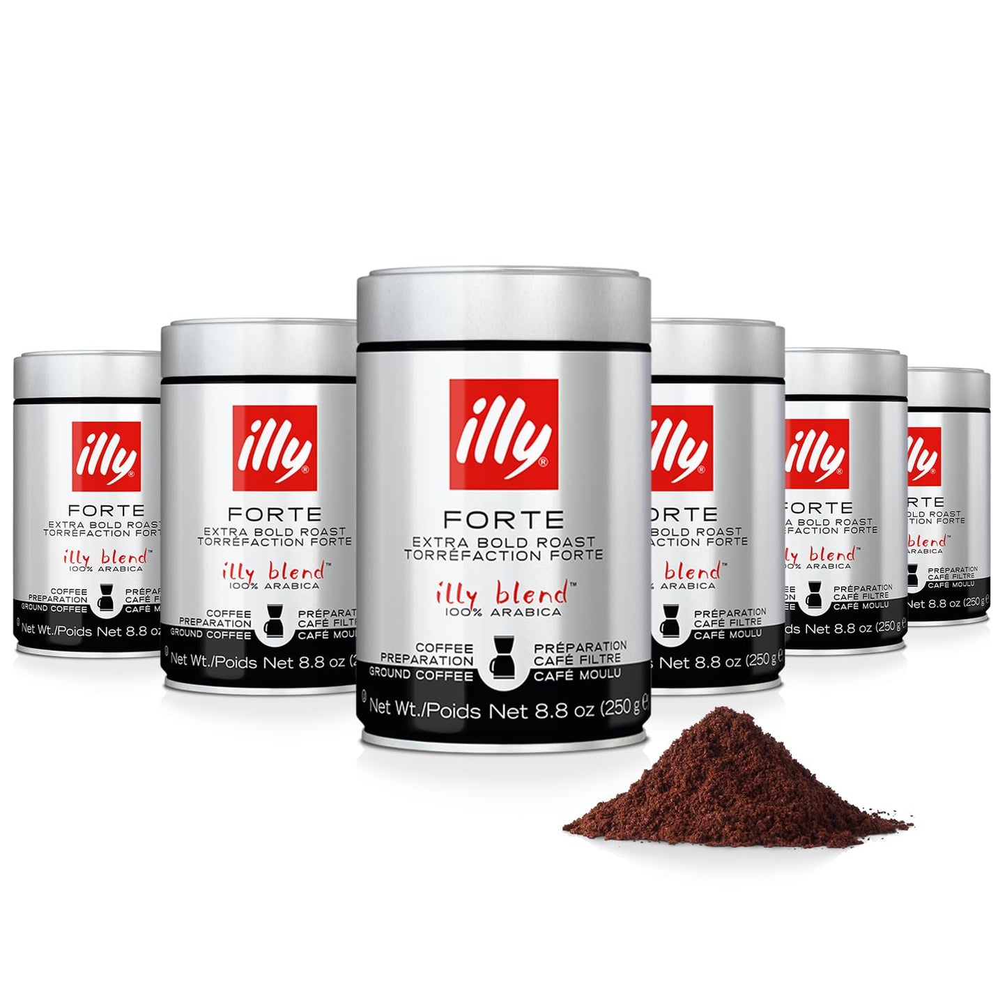 illy Intenso Ground Espresso Coffee, Bold Roast, Intense, Robust and Full Flavored With Notes of Deep Cocoa, 100% Arabica Coffee, No Preservatives, 8.8 Ounce Can (Pack of 1)