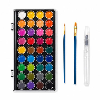 48 Colors Washable Watercolor Paint Set, with 3 Brushes Pen
