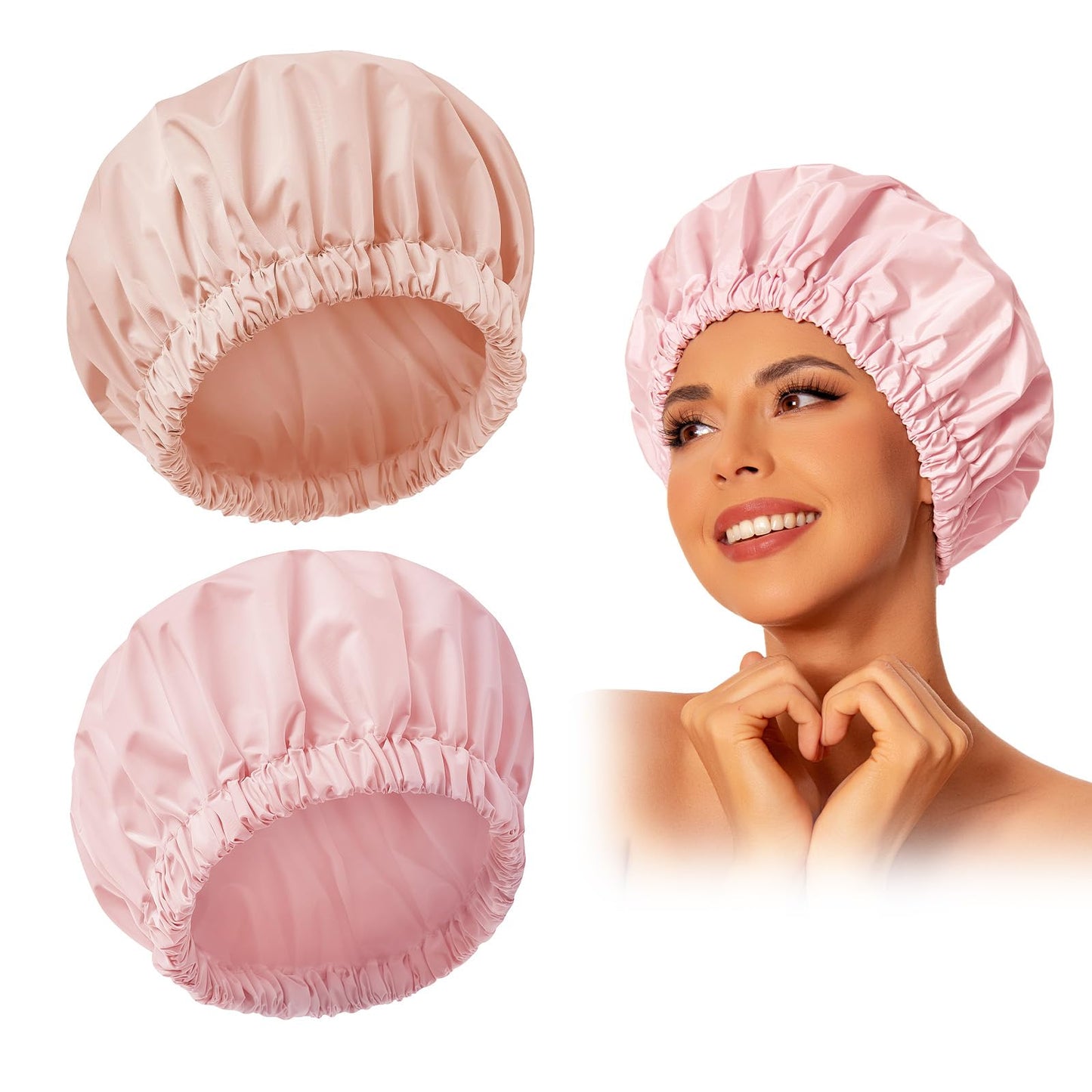 Edoneery Shower Caps for Women Reusable Waterproof, Shower Hair Cap