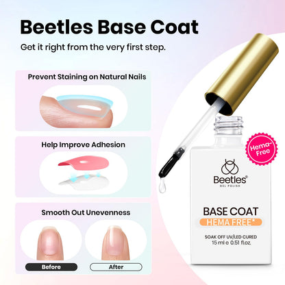Beetles 2 Pcs 15ml No Wipe Gel Top Coat and Base Coat Set