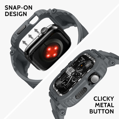 amBand Bands Compatible with Apple Watch 9/8/7/6/5/4 & SE 3/2/1 45mm/44mm Case for Men, M1 Sport Series Rugged Case Protective Cover for iWatch SE3/SE2/6/SE/5/4 44/45 mm Men Black