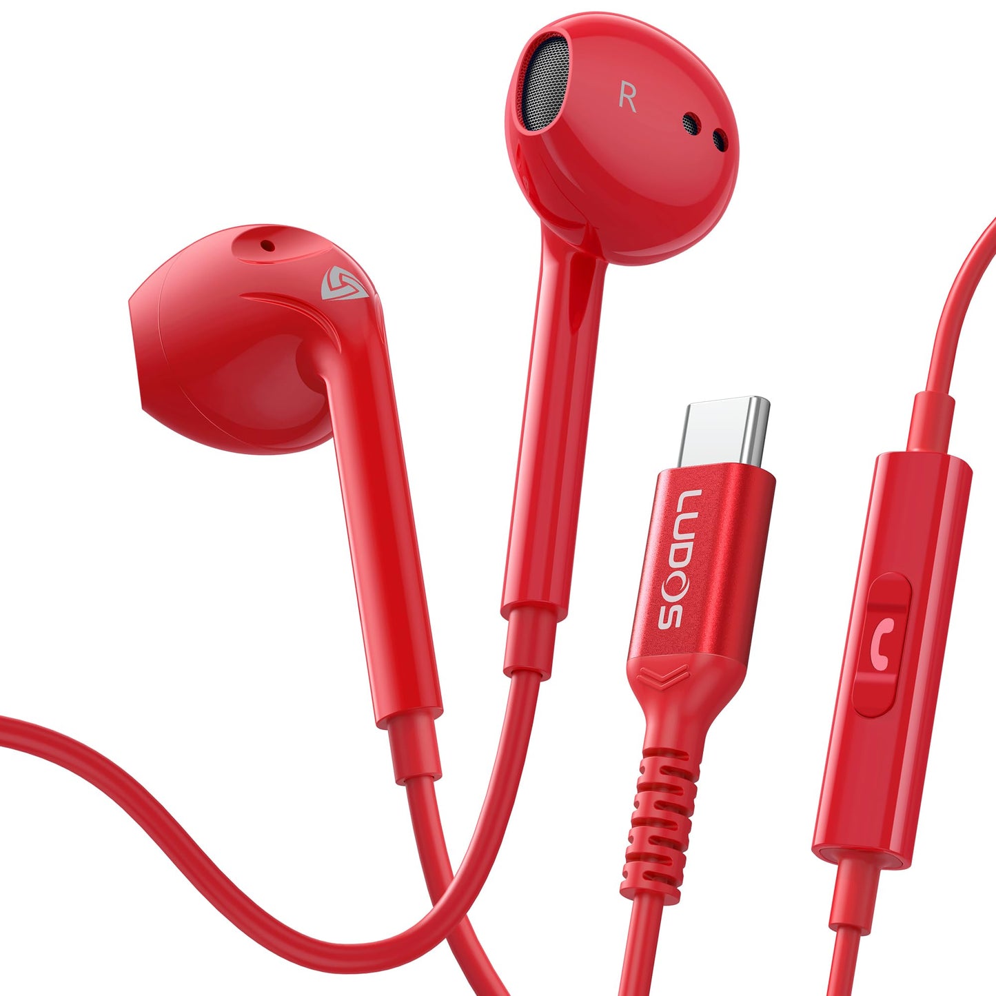 LUDOS Zenith USB C Headphones for iPhone 17 16 15 Pro Max Plus Air iPad Pro Air, 5 Years Warranty, USB-C Earbuds for Samsung Galaxy S24 S23 Ultra S22 S21 S20 A55 A54 A53, USB Type C Earphones - White