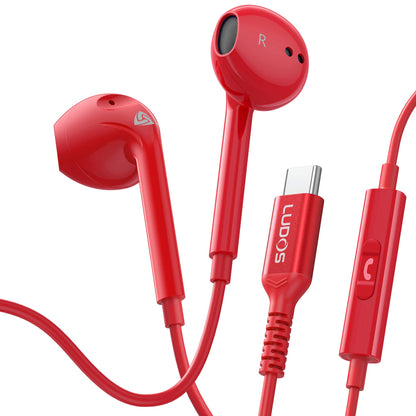 LUDOS Zenith USB C Headphones for iPhone 17 16 15 Pro Max Plus Air iPad Pro Air, 5 Years Warranty, USB-C Earbuds for Samsung Galaxy S24 S23 Ultra S22 S21 S20 A55 A54 A53, USB Type C Earphones - White